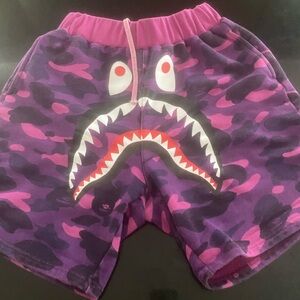 purple bape shorts